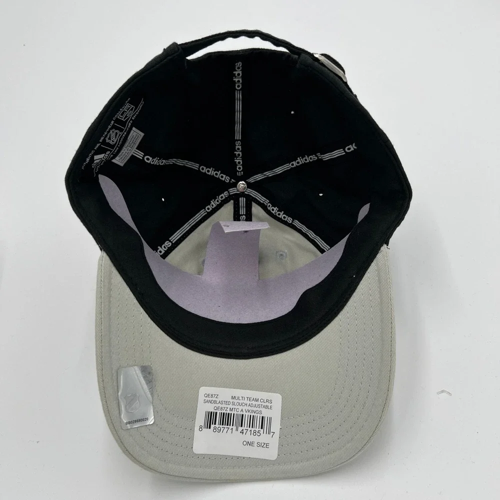 Adidas LA Kings NHL Hat Grey Black Sandblasted Slouch Adjustable Cap NEW